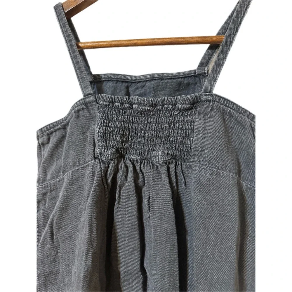 Old Navy Denim Dress Kids L 10-12 Black Excellent Smocked Back Pinafore‎